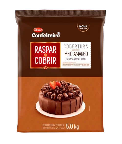 COBERTURA RASPAR & COBRIR CHOCOLATE MEIO AMARGO HARALD - 5KG